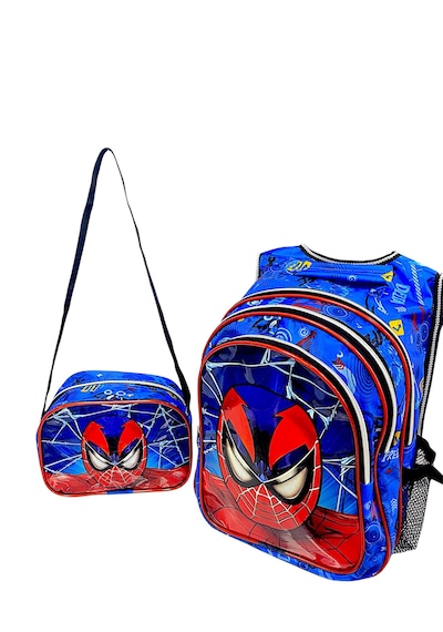 Spiderman Işıklı İlkokul Çantası 2 Li Takım Mavi