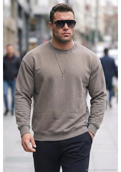 Buratti Regular Fit Bisiklet Yaka Pamuklu Içi Tüylü Yumuşak Şardonlu Erkek Sweat 5905255 Toprak