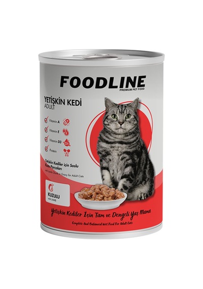Foodline Kuzu Etli Yetişkin Kedi Konservesi 6 x 400 G