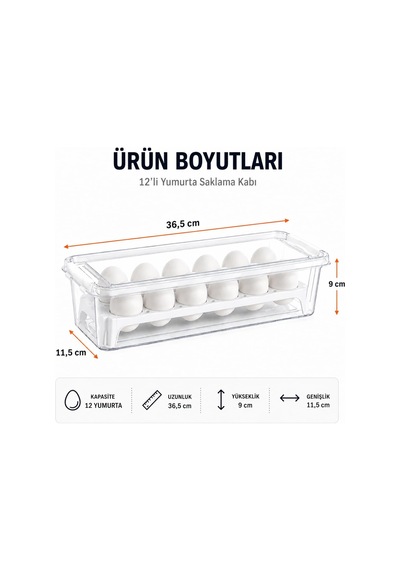 Orret Home 12 Gözlü Kilitli Yumurta Saklama Kabı Plastik Yumurta Taşıma Kutusu Kapaklı Şeffaf Buzdolabı Düzenle Diğer