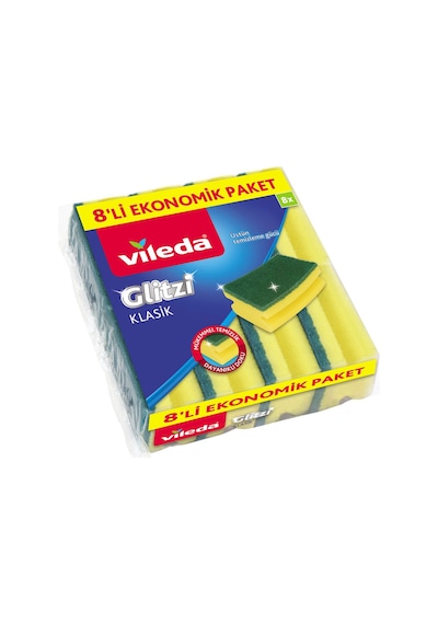 Vileda Ekonomik Oluklu Hijyenik Bulaşık Süngeri 8 Adet Sarı