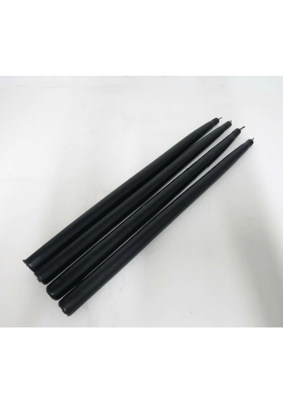 Bozkurt Konik Şamdan Mum Fener Mumu - Siyah - 24 Cm. - 4 Adetlik Paket Siyah
