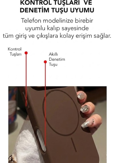 Apple İphone 16 Uyumlu Magsafe Lansman Silikon Kılıf Kahverengi