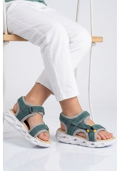 Cool Sage F Petrol Unisex Cırtlı Işıklı Çocuk Sandalet