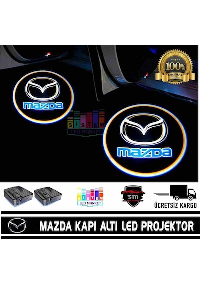 Mazda Araçlar İçin Pilli Yapıştırmalı Kapı Altı Led Logo