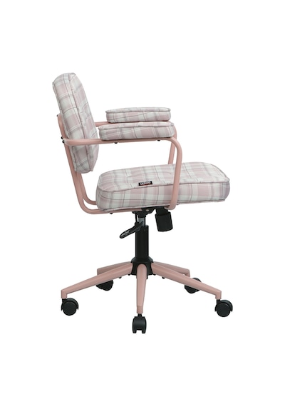 Button Ekose Kumaş Ofis Ve Çalışma Sandalyesi Pembe Fuşya Button Ekose Kumaş Ofis Ve Çalışma Sandalyesi Pembe Fuşya
