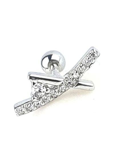 Zirkon Taş Detaylı 925ayar Gümüş Trend Tragus Helix Kikirdak Piercing Gümüş