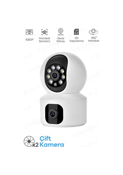 Q5 Smart Kamera Ses Kayıtlı Gece Görüşlü Full Hd 1080p Çift Kamera Kablosuz Wi-fi Ip