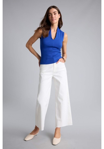 Defacto Culotte Yüksek Bel Geniş Paça Gabardin Pantolon C7535ax26smwt32 Beyaz-wt32