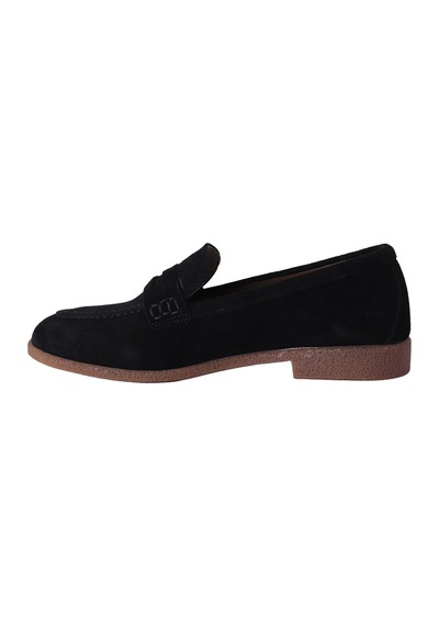 Hobby Ayakkabı Hobby Kadın Süet Penny Loafer Babet Ayakkabı Siyah