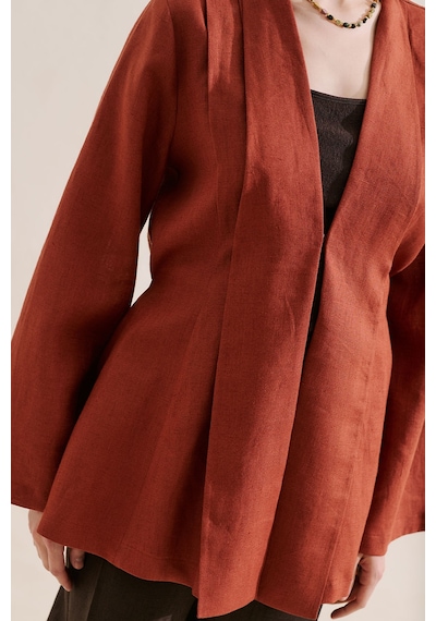 Manuka Keten Pileli Kimono Ceket Kiremit Ss26ckt00016-08