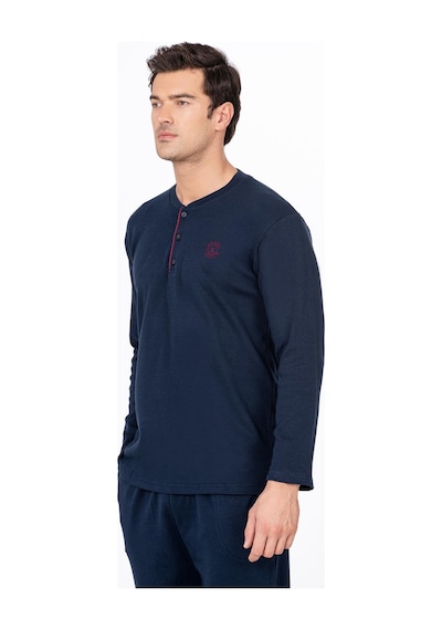 Kompedan Erkek Düğmeli Yaka Pijama Takımı Lacivert 031 Lacivert