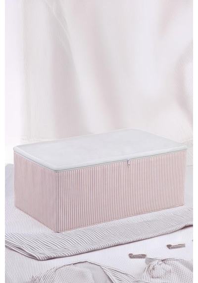 Pembe Çizgili Medium Baza Çekyat Altı 5 Adet Hurç 50x30x20cm Pembe