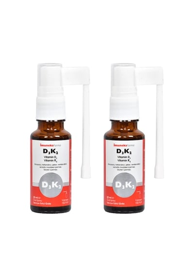 İmuneks Farma D3K2 Sprey Vitamin D3, Vitamin K2 içeren Takviye Edici Gıda 20 ml x 2 Adet