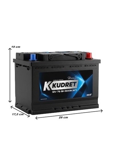 Kudret 12 V 75 Ah 600 A En Akü Yiğit Akü Üretimi