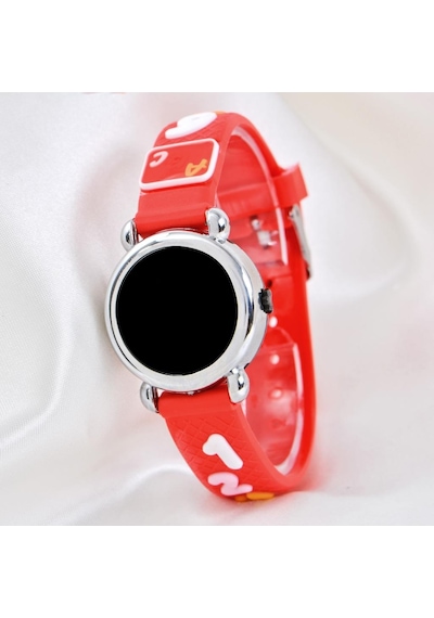 4-9 Yaş Kırmızı Renk Şirin Tasarım Unisex Kız Çocuk Led Kol Saati St-304147
