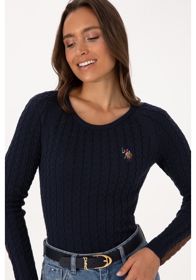 U.S. Polo Assn. Kadın Lacivert Bisiklet Yaka Basic Kazak 50307728-VR033