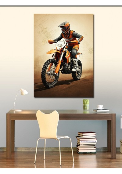 Kanvas Tablo Zıplayan Motokros Yarışçısı 70cmx100cm