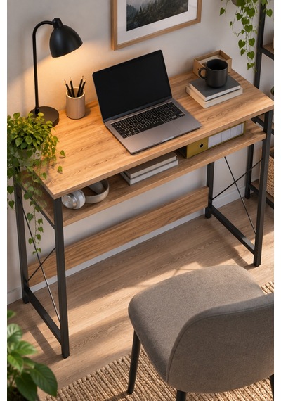 Sulorahome Çam Desenli Kahverengi Çalışma Masası Ve Raflı Bilgisayar Masası Atlantik Çam Sulorahome Çam Desenli Kahverengi Çalışma Masası Ve Raflı Bilgisayar Masası Atlantik Çam