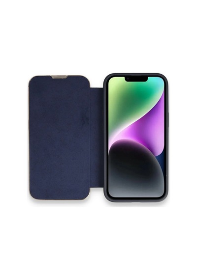 Uray Store Apple iPhone Uyumlu  14 Pro Kılıf Dolpin Kapaklı - Lacivert