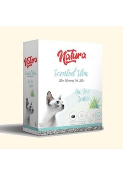 Natura Scented Slim İnce Taneli Aloe Vera Kokulu Topaklaşan Bentonit Kedi Kumu 10 L