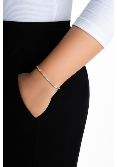 Gökkuşağı Dansı 18 Ayar Beyaz Altın Kaplama 19 Cm Su Yolu Bileklik 56472380