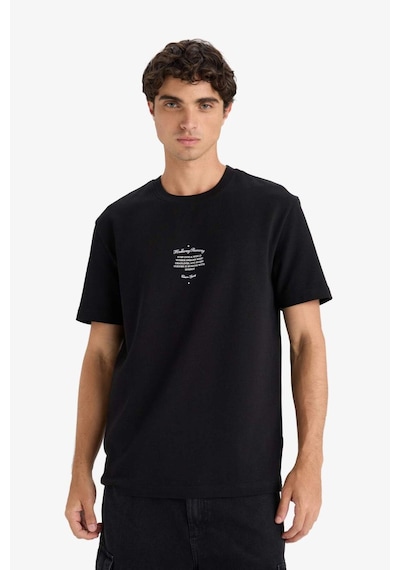 Defacto Regular Fit Bisiklet Yaka Baskılı Kısa Kollu Tişört F3475ax25aubk81 Siyah