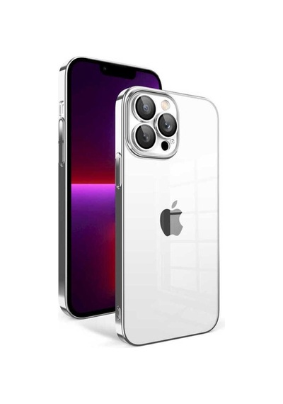 Apple Uyumlu iPhone 13 Pro Kılıf Kamera Korumalı Renkli Çerçeveli Zore Garaj Kapak Gümüş