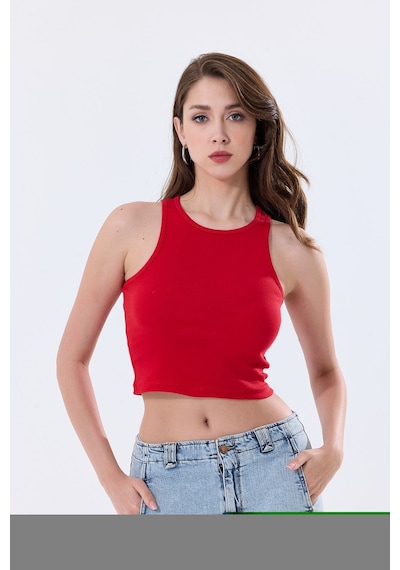 5'li Kadın Pamuklu Likralı Ribana Fitilli Crop Atlet Tişört 27120 Koyu Yeşil 5'li Kadın Pamuklu Likralı Ribana Fitilli Crop Atlet Tişört 27120 Koyu Yeşil