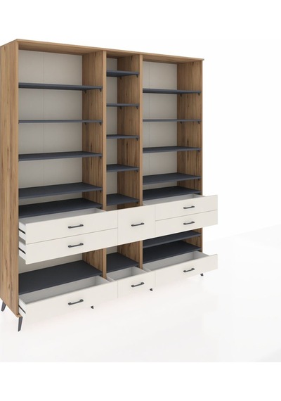 Hyperion Dolap 19 Raflı 8 Çekmeceli 220x44x243 Çam-antrasit/aytaşı Antrasıt/aytası Hyperion Dolap 19 Raflı 8 Çekmeceli 220x44x243 Çam-antrasit/aytaşı Antrasıt/aytası