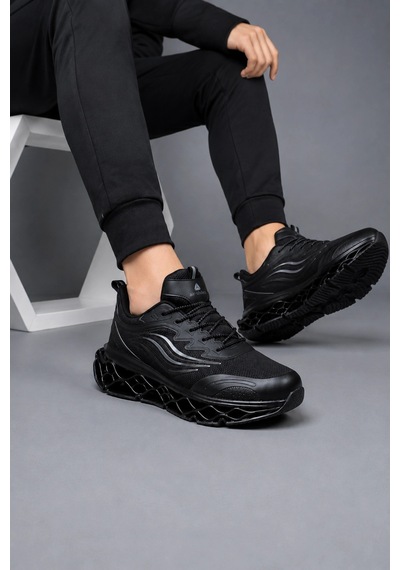 Ht Hotin Lyon Erkek Sneaker Spor Ayakkabı Memory Foam İç Tabanlı Günlük Ayakkabı - Siyah