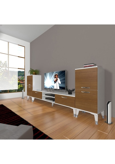 Decoraktiv Eko On2 Slm Dvd Silver Tv Ünitesi Tv Sehpası Beyaz - Ceviz
