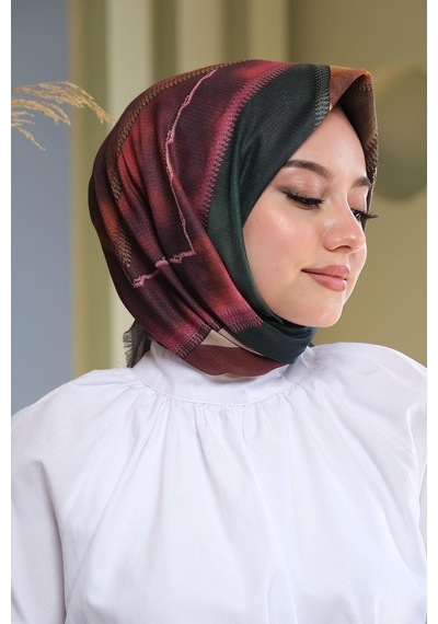 Afvente Soyut Desen Bordo Pamuk Eşarp