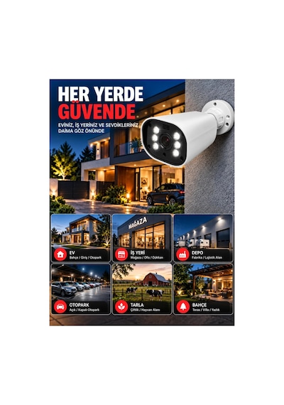 J-tech K1027 5mp Ip Sesli Renkli Gece Görüşlü 8 Li Akıllı Güvenlik Kamera Seti Yüz Ve Araç Tanıma