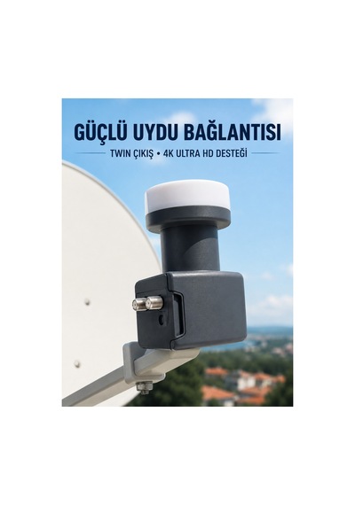 4k Ultra Hd Twin Lnb Çift Uydu Çıkışlı Ku Band Çanak Anten Lnb 0.1 Db Renk