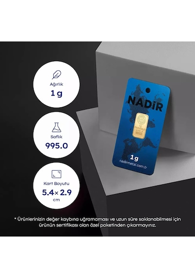 Nadir 1 Gram 24 Ayar 995 Milyem Külçe Altın 1 Gr Yatırımlık Altın