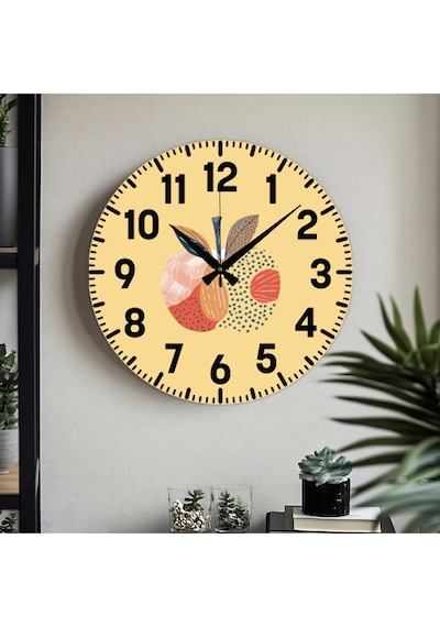 Dekoratif Türkçe Rakamlı Uv Baskılı Duvar Saati Sessiz Akar Mekanizma 40cm Metal Akrep Yelkovan Sarı