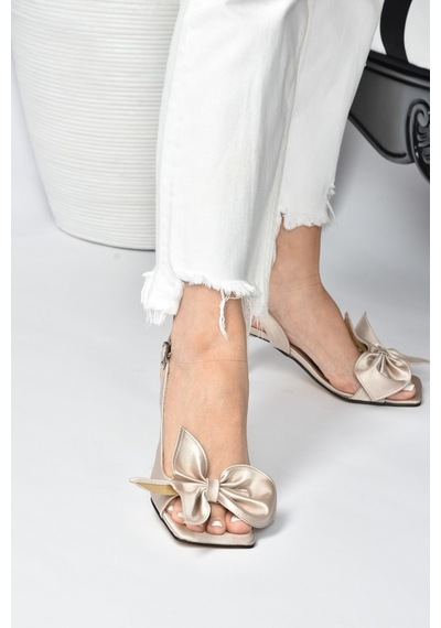 Fox Shoes Vizon Kumaş Kadın Topuklu Ayakkabı K749384904