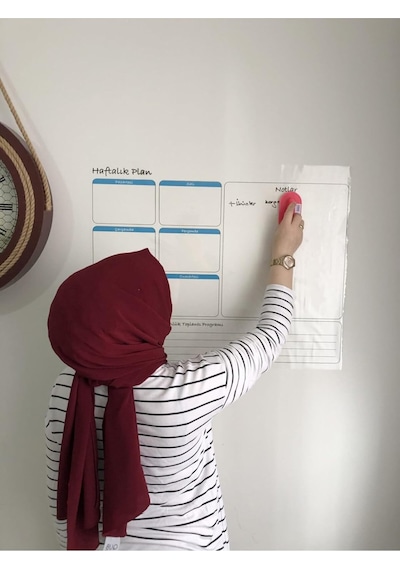Haftalık Planlayıcı Takvim Statik Akıllı Kağıt Yazı Tahtası Kalem Duvara,cama,tahtaya Uygulanır Gri