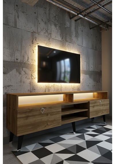 Resital Ledli Tv Sehpası - Led Işıklı - Silver Ceviz - Sl9030-2