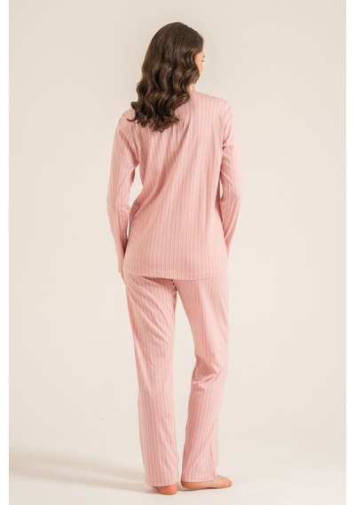 Pierre Cardin Kadın Stripes Pembe Gömlek Pijama Takımı Pc9296-s-v1 Pc9296-s-v1