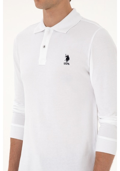 U.S. Polo Assn. Erkek Regular Fit Polo Yaka Beyaz Basic Sweatshirt 50307757-VR013