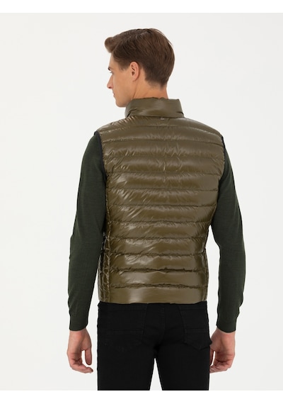 Cacharel Haki Slim Fit İnce Kapitone Mont Yelek Yesıl