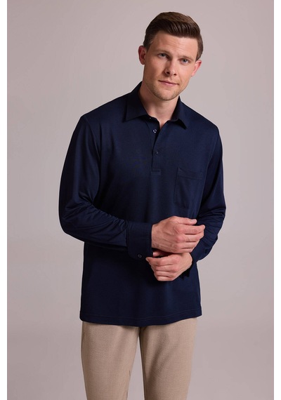 Ysf Erkek Lacivert Polo Yaka Sweatshirt