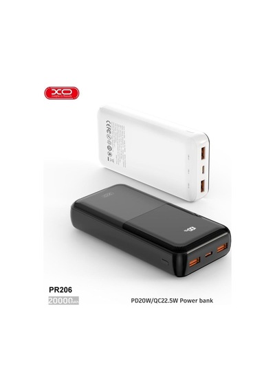 22.5w Hızlı Şarjlı Led Dijital Ekranlı 20000 Mah 3 Çıkışlı Taşınabilir Şarj Cihazı Powerbank Beyaz
