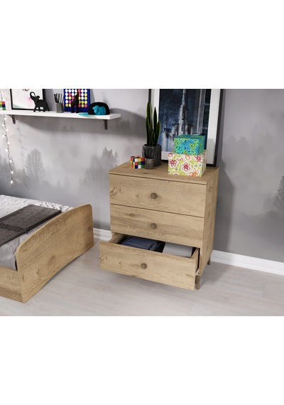 Soft Çocuk Odası Takımı Meşe - 3 Kapaklı 2 Çekmeceli Gardırop, Karyola, 3 Çekmeceli Şifonyer Soft Çocuk Odası Takımı Meşe - 3 Kapaklı 2 Çekmeceli Gardırop, Karyola, 3 Çekmeceli Şifonyer