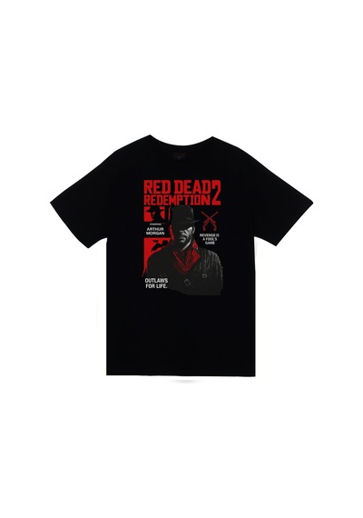 Red Dead Redemption 2 - Oyun Baskılı Unisex %100 Pamuk Siyah T-shirt SIYAH