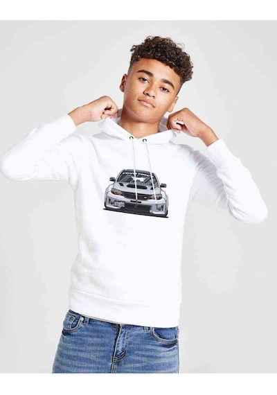 Tshirthane Subaru Impreza Baskılı Unisex Çocuk Kapüşonlu Beyaz Sweatshirt (528943352)