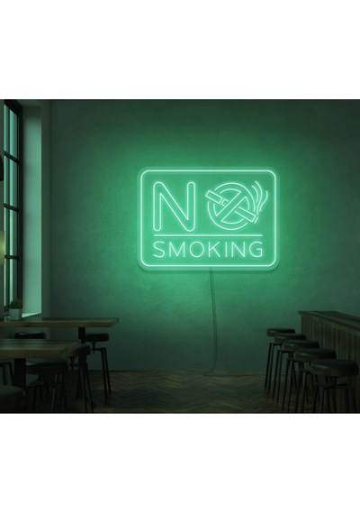 No Smokıng Yazılı Ve Şekilli Neon Tabela Yeşil