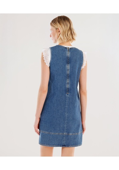 Yargıcı Cepli Kısa Denim Elbise 25ykel7004x 515 Mavi
